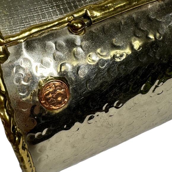 Vintage Lunacy Designs Hand Crafted Mixed Metal Mini Purse Bag Gold Silver Stone - Picture 9 of 11